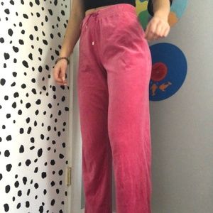 Pink Flare velvet track pants